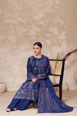 Fiza By Dressline Semi Stitched 3 Piece Chiffon Formals Collection'2025-fiza-semi-stitched-royal-sapphire