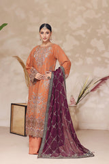 Fiza By Dressline Semi Stitched 3 Piece Chiffon Formals Collection'2025-fiza-semi-stitched-Amber-Glow