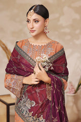 Fiza By Dressline Semi Stitched 3 Piece Chiffon Formals Collection'2025-fiza-semi-stitched-Amber-Glow