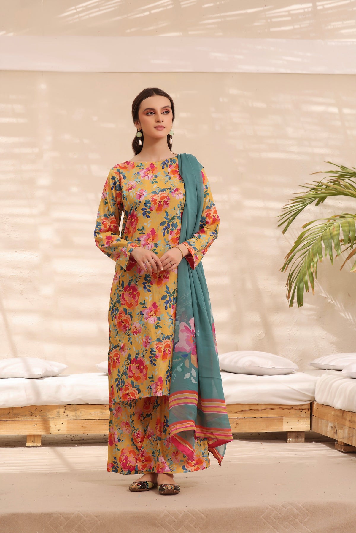 Feathers Unstitched 3 Piece Summer Collection-OPAL-FT252