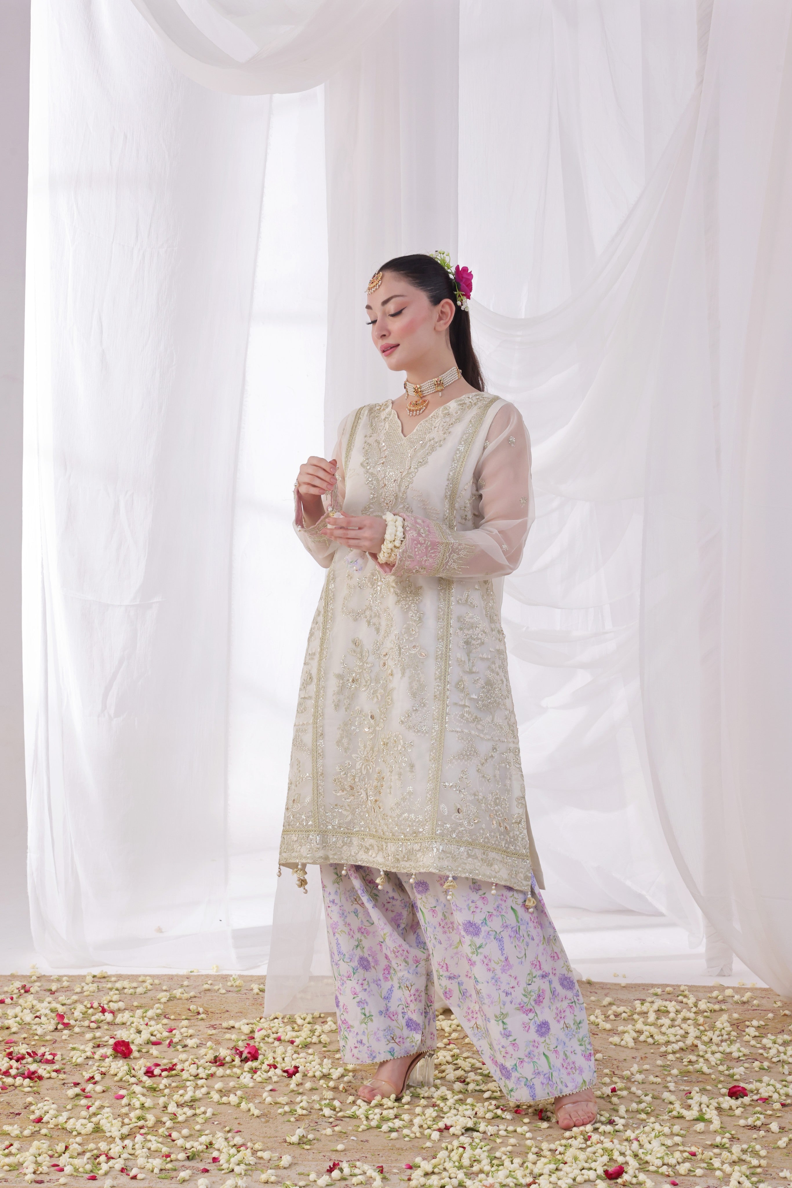 Dressline Ilaan Luxury Unstitched 3 Piece Emb Organza Dress