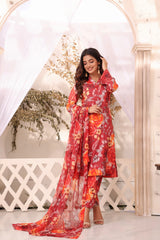 Feathers Unstitched 3 Piece Summer Collection-MALEEHA-FT187