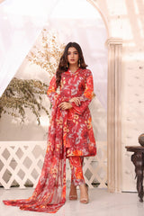 Feathers Unstitched 3 Piece Summer Collection-MALEEHA-FT187