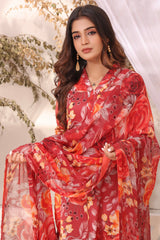 Feathers Unstitched 3 Piece Summer Collection-MALEEHA-FT187