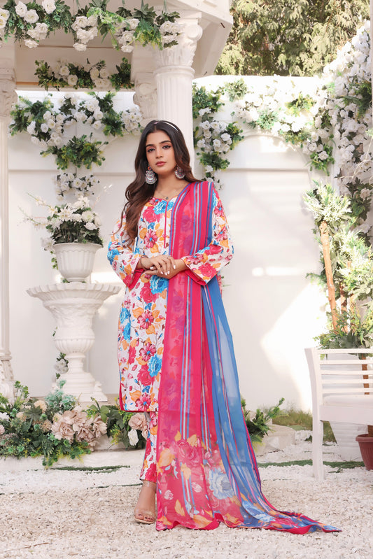 Feathers Unstitched 3 Piece Summer Collection-AFSANA-FT192