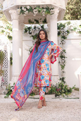 Feathers Unstitched 3 Piece Summer Collection-AFSANA-FT192