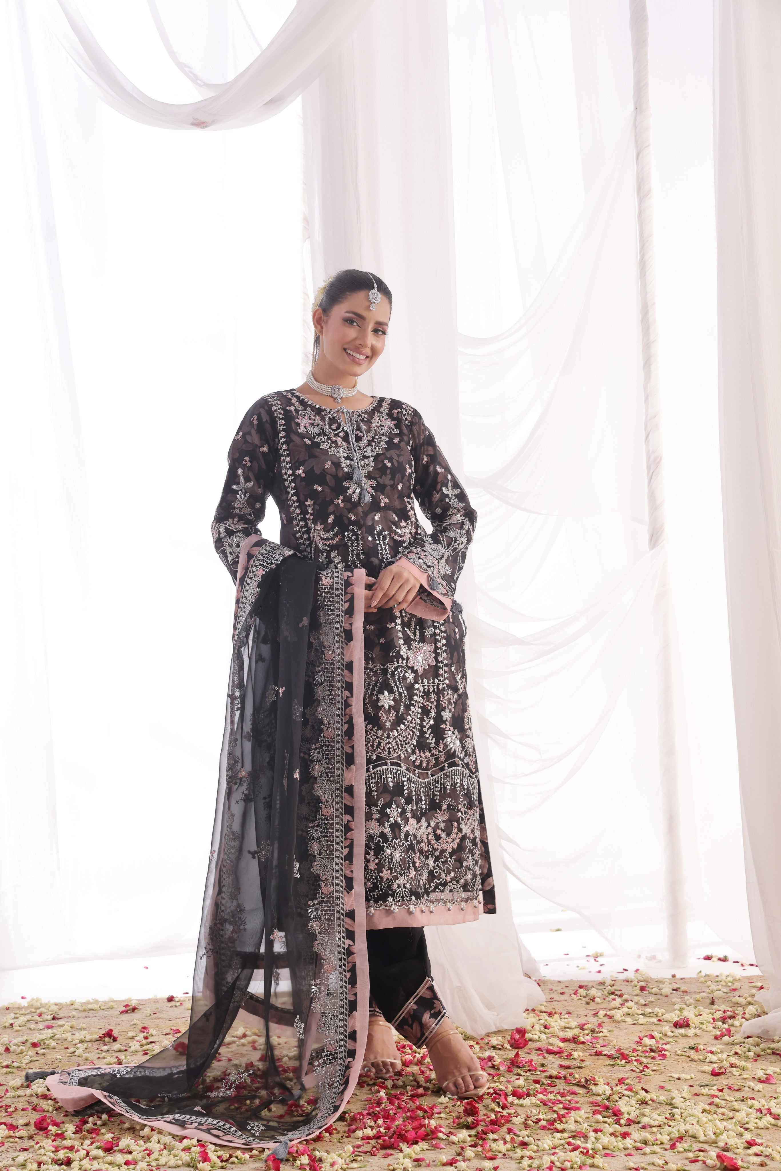 Dressline Ilaan Luxury Unstitched 3 Piece Emb Organza Dress