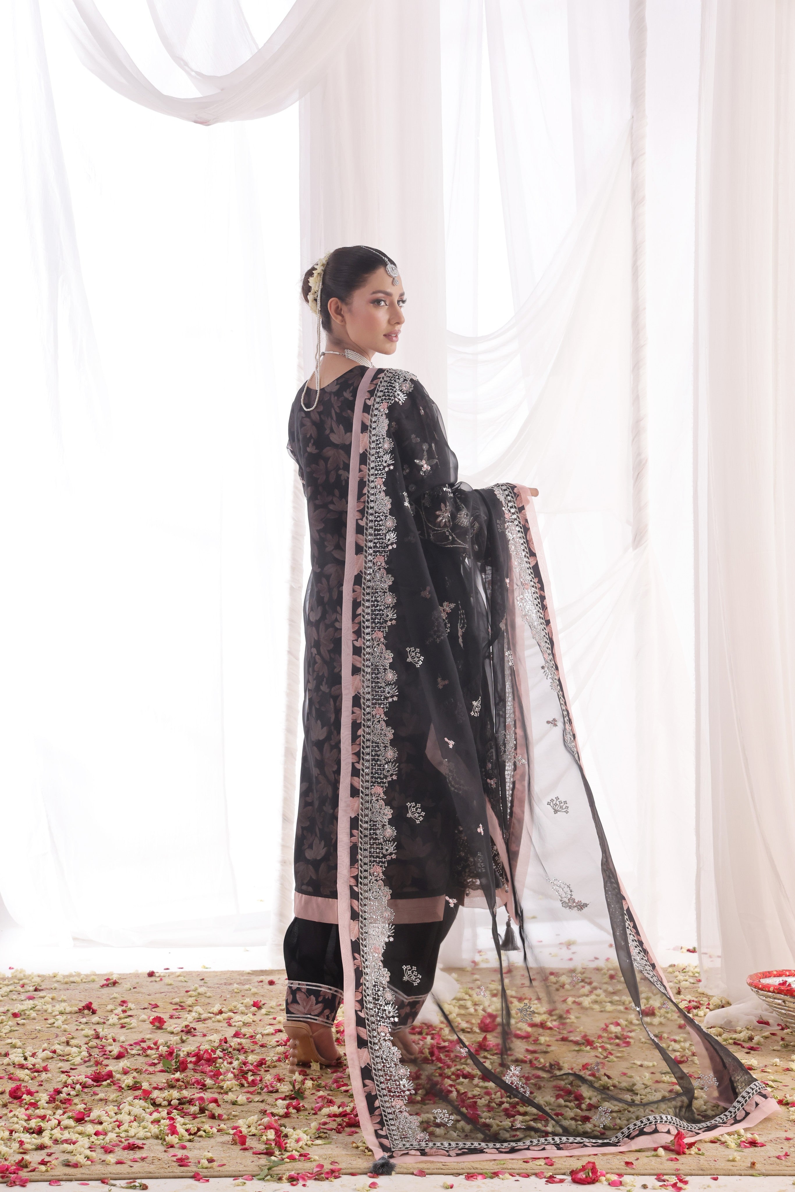 Dressline Ilaan Luxury Unstitched 3 Piece Emb Organza Dress