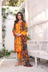 Feathers Unstitched 3 Piece Summer Collection-MAHAM-FT193