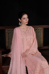 Saffron By Dressline Stitched 3 Piece Luxury Chiffon Formals Collection'2025-saffron-chiffon-pink-3pcStitched