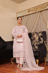 Haleema By Dressline Semi Stitched 3 Piece Organza Formals Collection'2025-haleema-L-semi-Stitched-pink