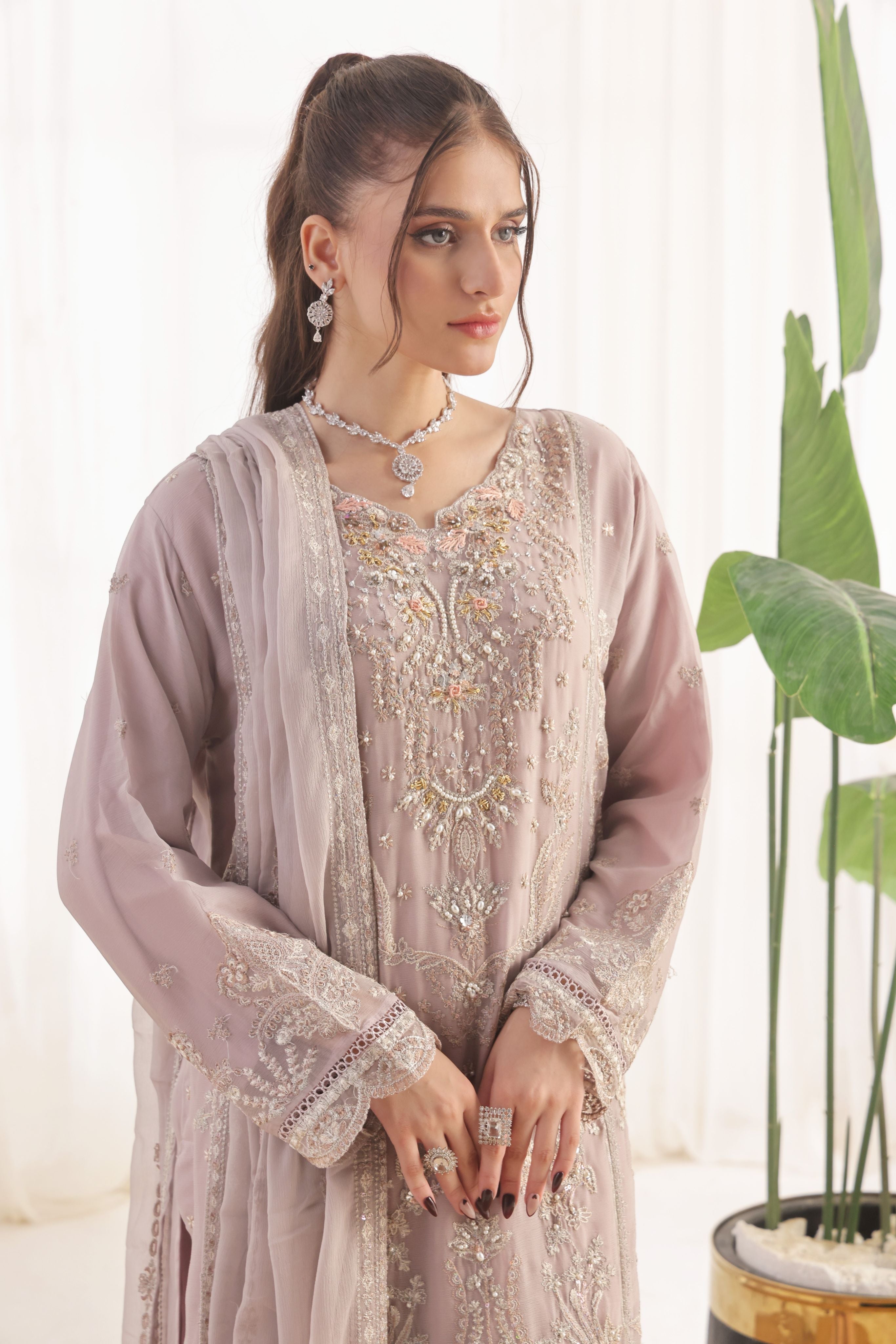 Dressline Fastif Stitched 3 Piece Emb Luxury Chiffon Collection