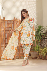 Feathers Unstitched 3 Piece Summer Collection-LAYLA-FT109