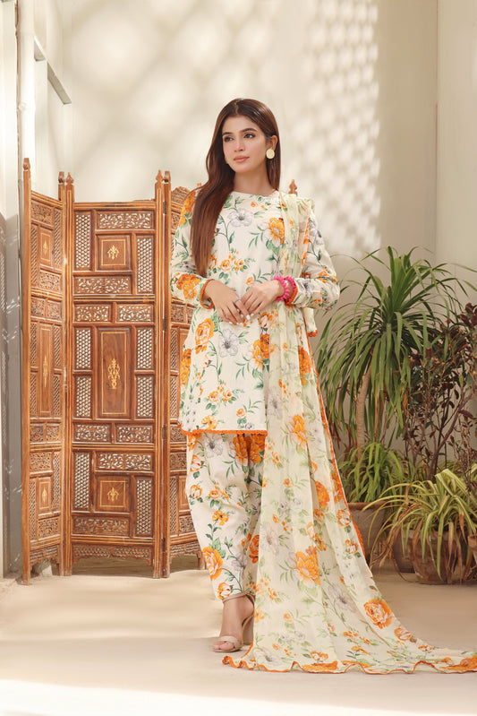 Feathers Unstitched 3 Piece Summer Collection-LAYLA-FT109