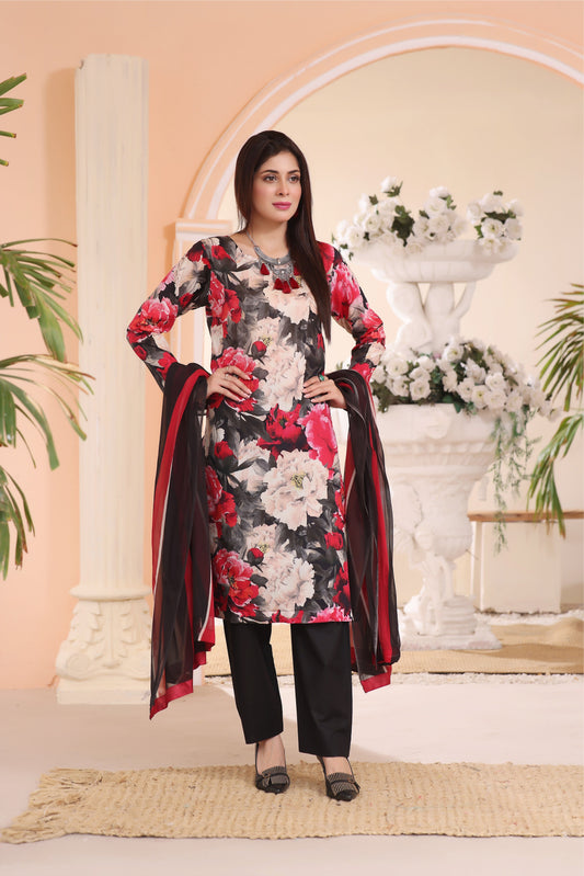 Feathers Unstitched 3 Piece Summer Collection-ROSA-FT228