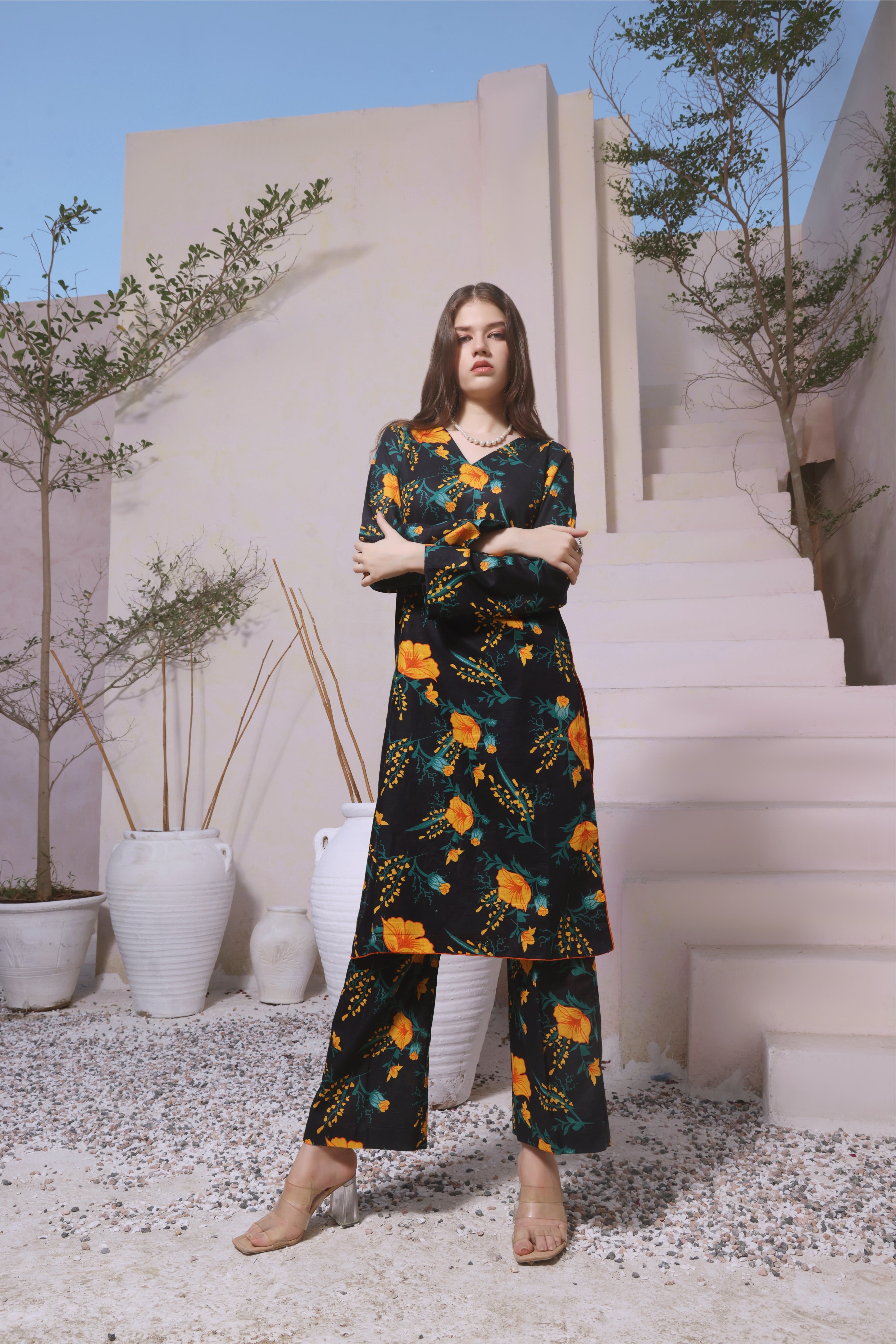 Feathers Unstitched 3 Piece Winter Collection-FIRE FLOWER-FT283