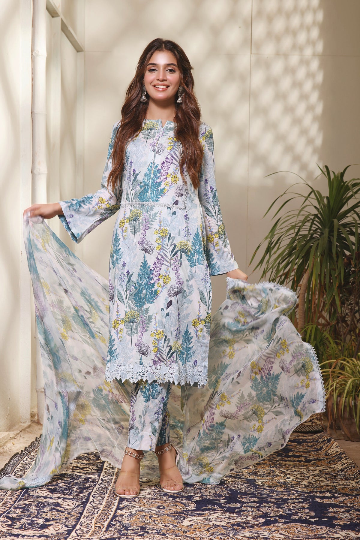 Feathers Unstitched 3 Piece Summer Collection-JASMINE-FT119