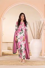 Feathers Unstitched 3 Piece Summer Collection-PASTEL PINK-FT233