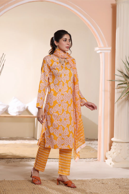 Feathers Unstitched 3 Piece Summer Collection-SUNFLOWER-FT237