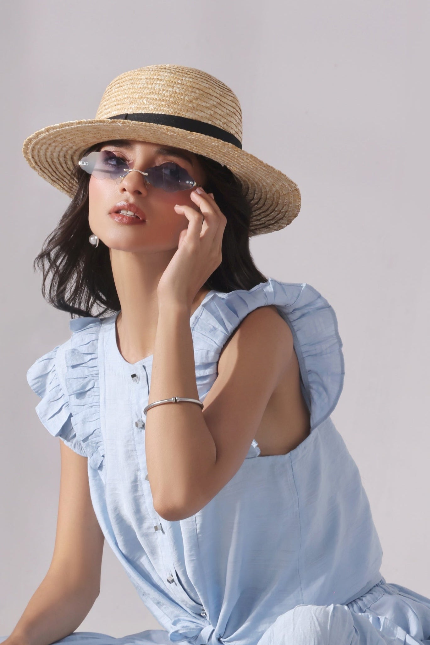 Ora Fashion Stitched Shirts Collection'2025-Sky Chic Crop Top