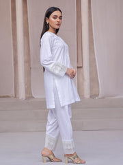 Tng By Md Stitched Collection-Ruba Co-Ord Set-White