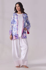 Ora Fashion Stitched 3 Piece Summer Collection'2025-CARDIGAN with Shirt & Farshi Bottom
