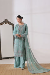 Amalya By Dressline Stitched 3 Piece Luxury Chiffon Formals Collection'2025-amalya-seagrn