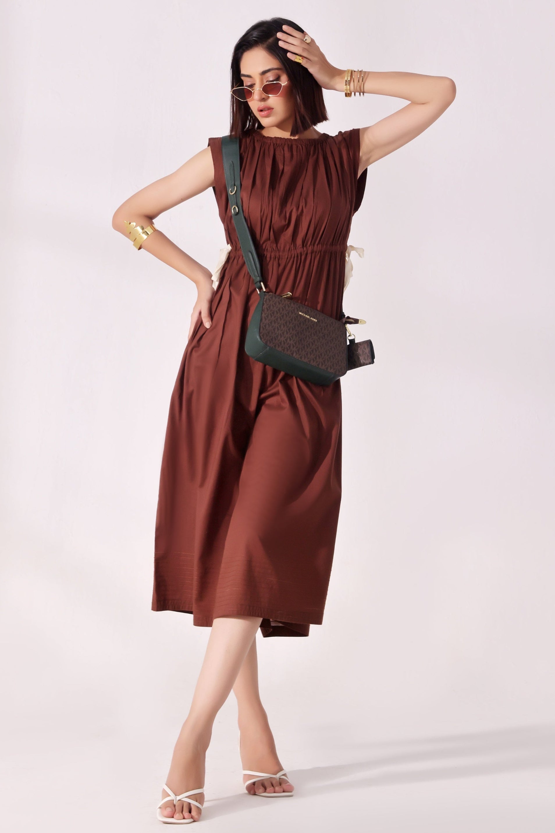 Ora Fashion Stitched Dress Collection'2025-Ora Fashion Coffee Dress
