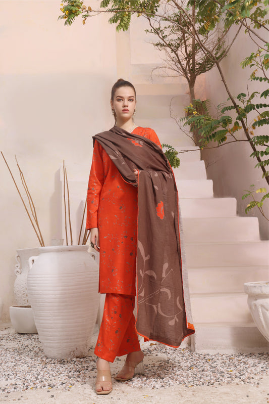 Feathers Unstitched 3 Piece Winter Collection-FIRE OPAL-FT293