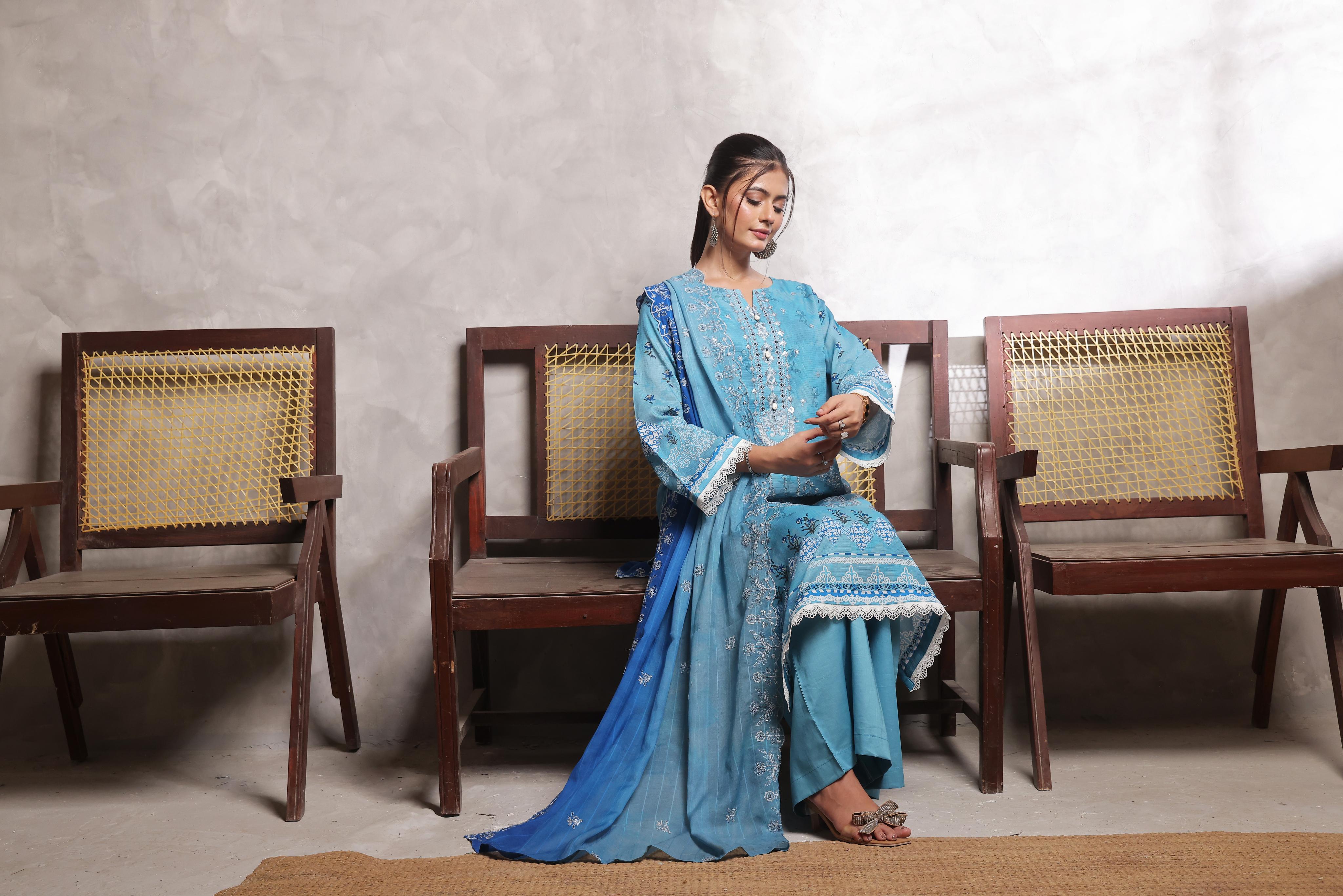 Dressline Salina Emb Sophistication Reimagined Unstitched Chikankari & Cutwork Bana Dora Lawn With Diamond Digital Dupatta & Dyed Cambric Trousers