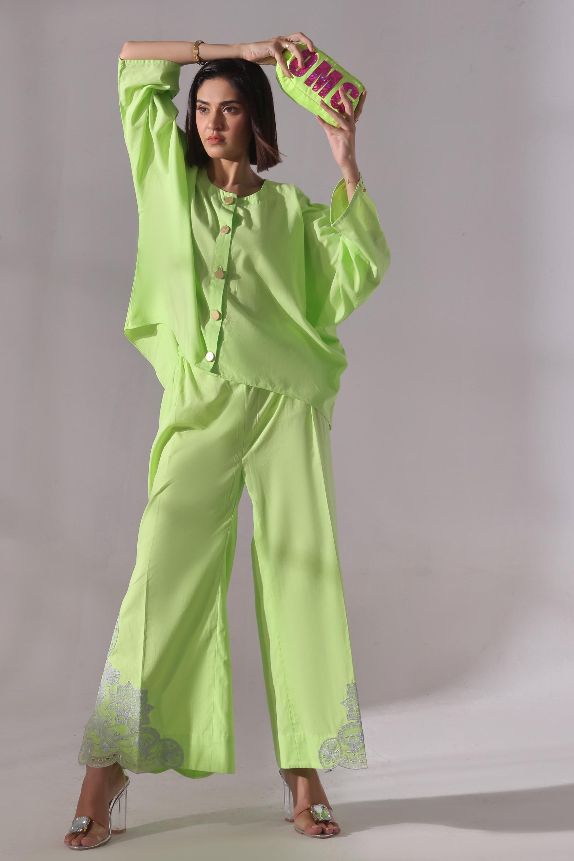 Ora Fashion Stitched 2 Piece Summer Collection'2025-Lime Luxe 2-Piece Co-ords set