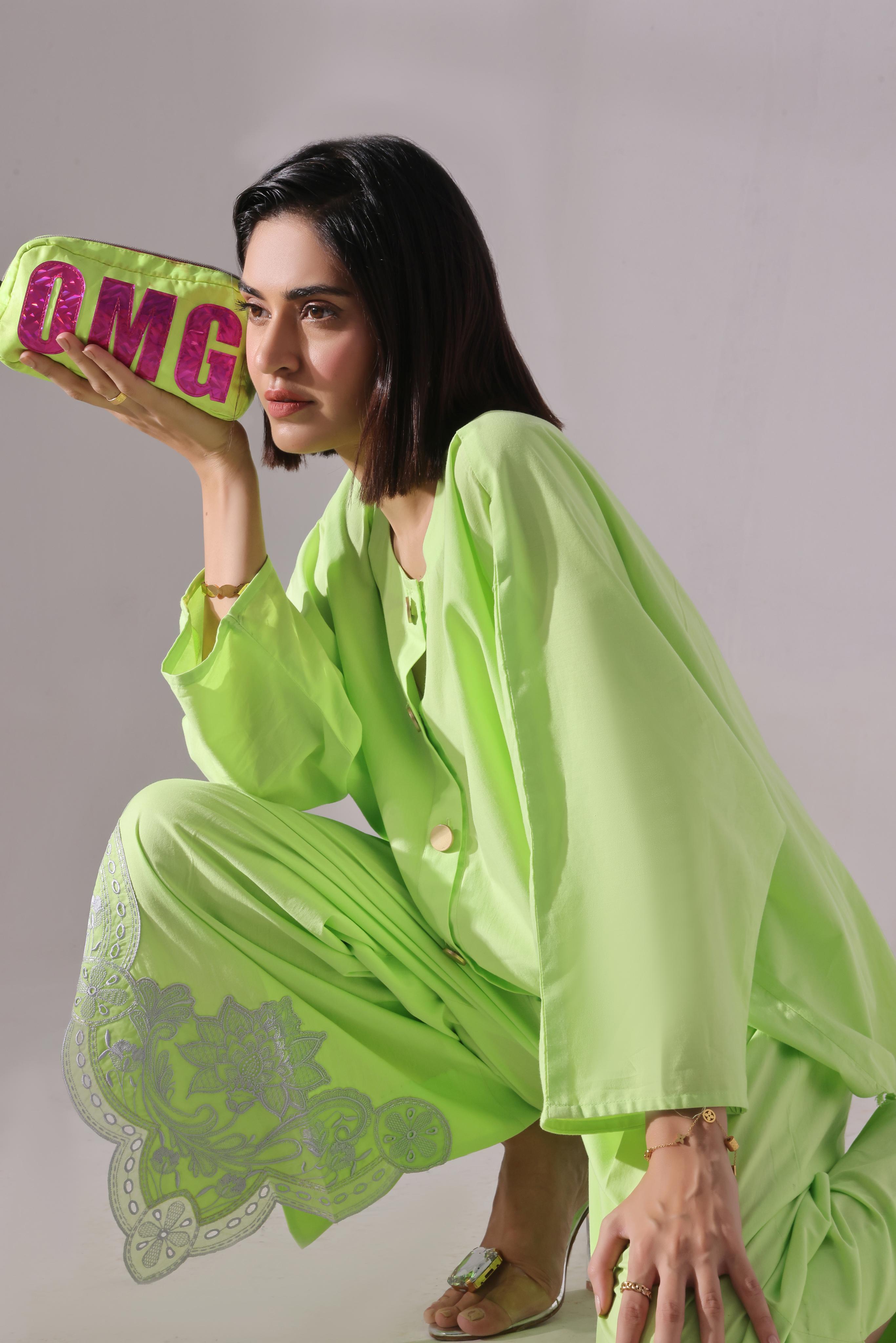 Ora Fashion Stitched 2 Piece Summer Collection'2025-Lime Luxe 2-Piece Co-ords set