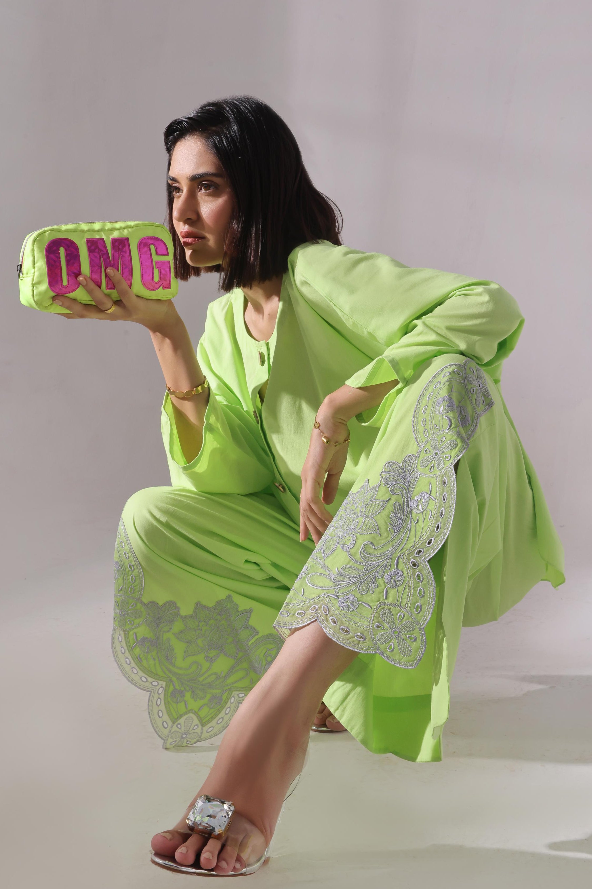 Ora Fashion Stitched 2 Piece Summer Collection'2025-Lime Luxe 2-Piece Co-ords set