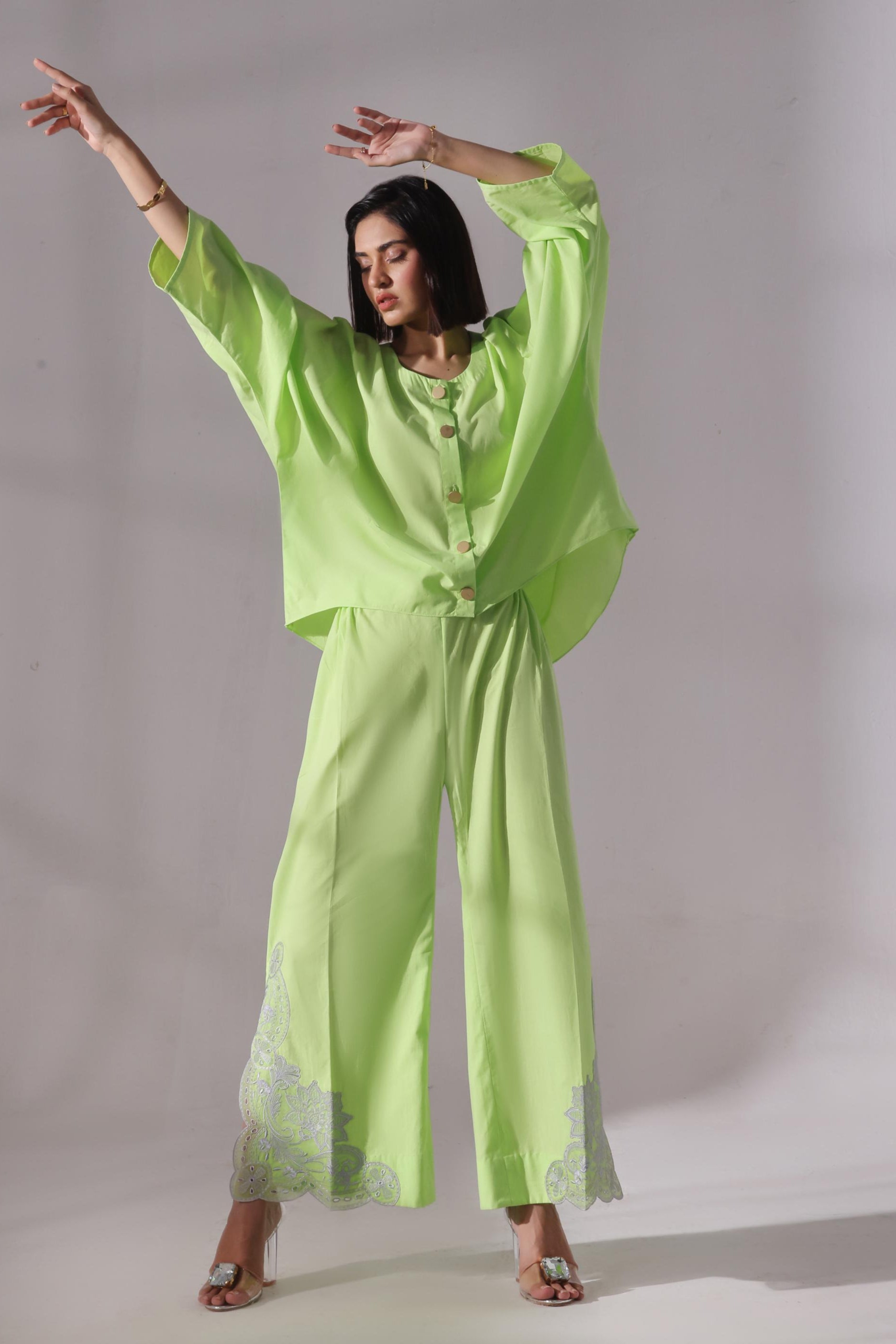 Ora Fashion Stitched 2 Piece Summer Collection'2025-Lime Luxe 2-Piece Co-ords set