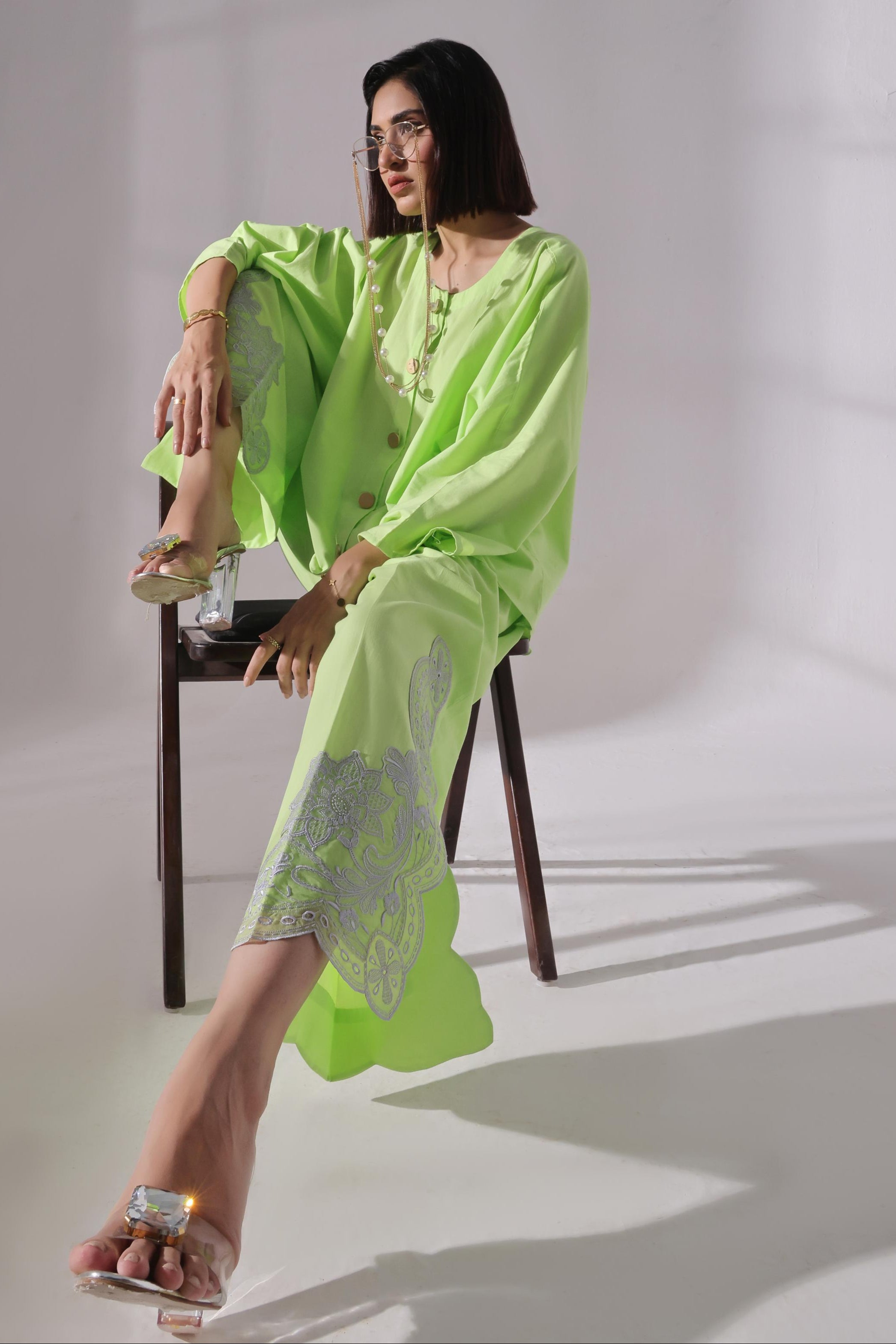 Ora Fashion Stitched 2 Piece Summer Collection'2025-Lime Luxe 2-Piece Co-ords set