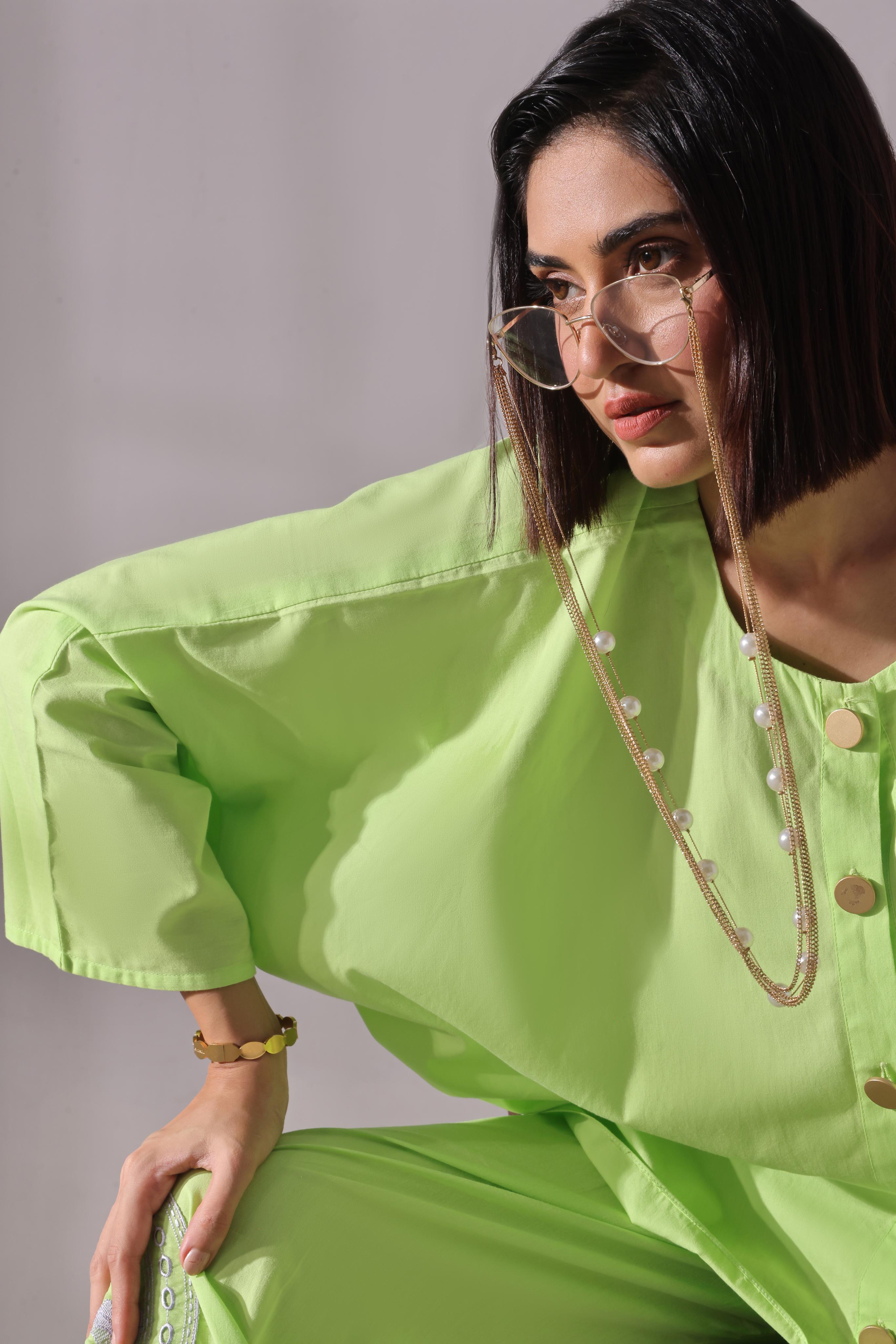 Ora Fashion Stitched 2 Piece Summer Collection'2025-Lime Luxe 2-Piece Co-ords set
