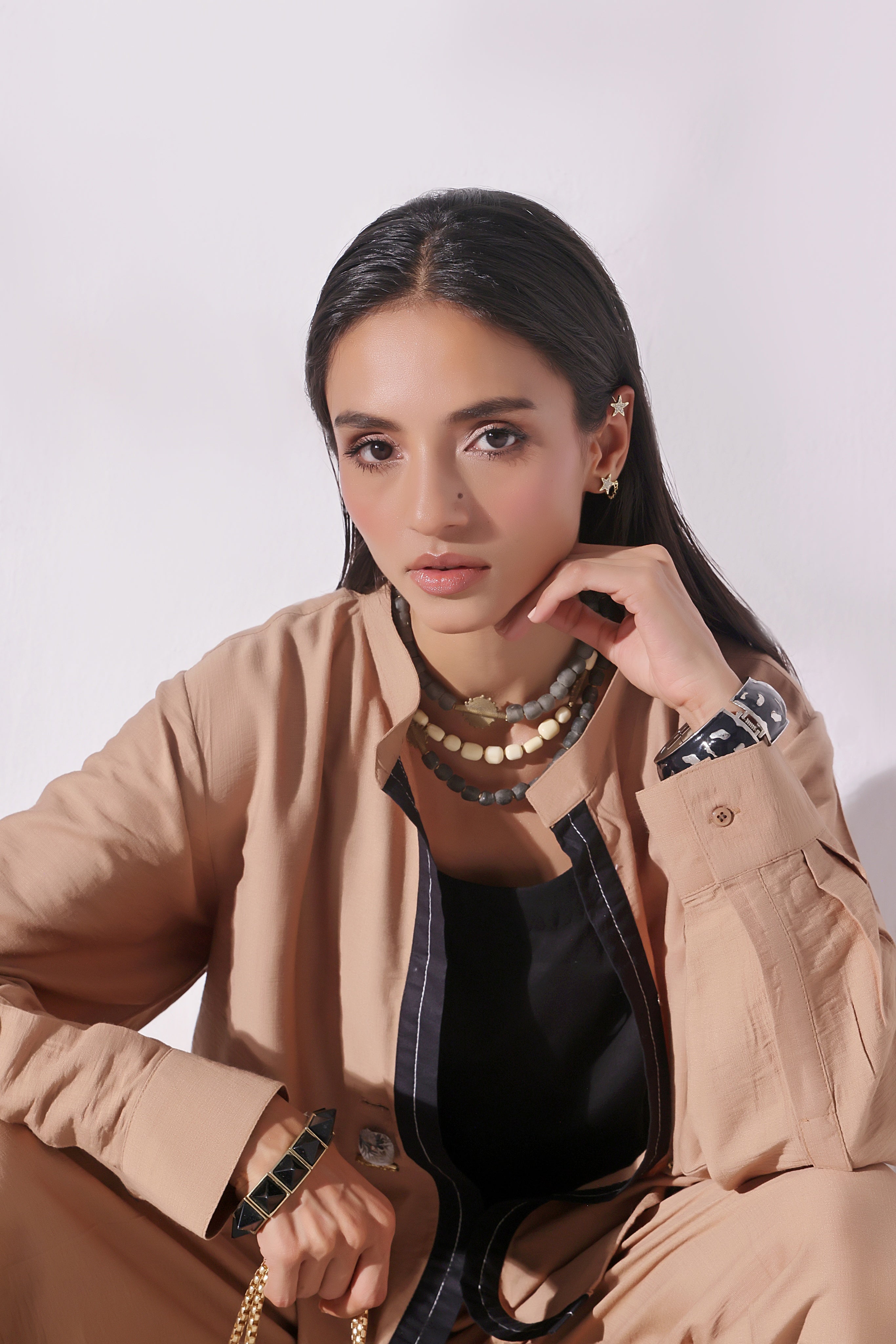 Ora Fashion Stitched 2 Piece Summer Collection'2025-Ora Fashion Khaki Top & Pent Set
