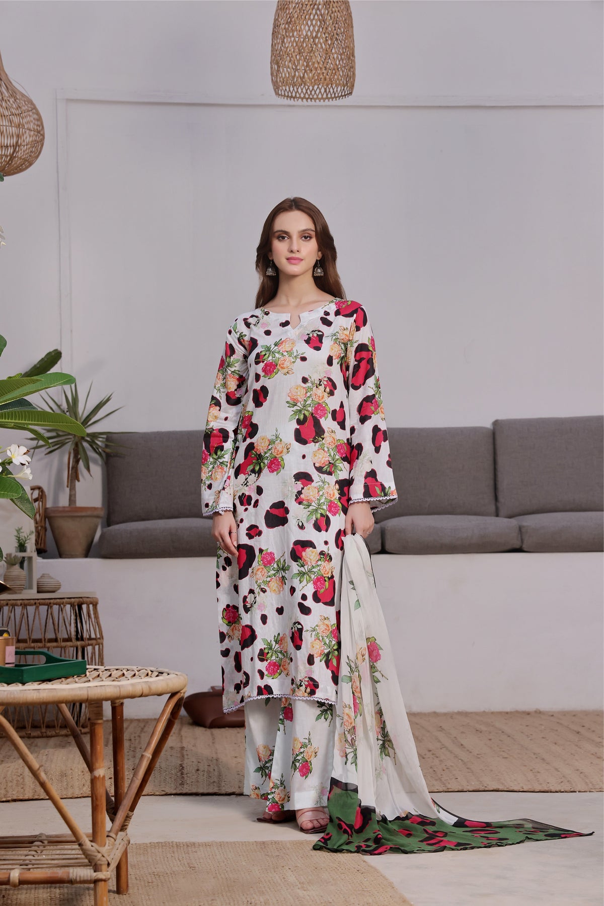 Feathers Unstitched 3 Piece Summer Collection-ASTER-FT414