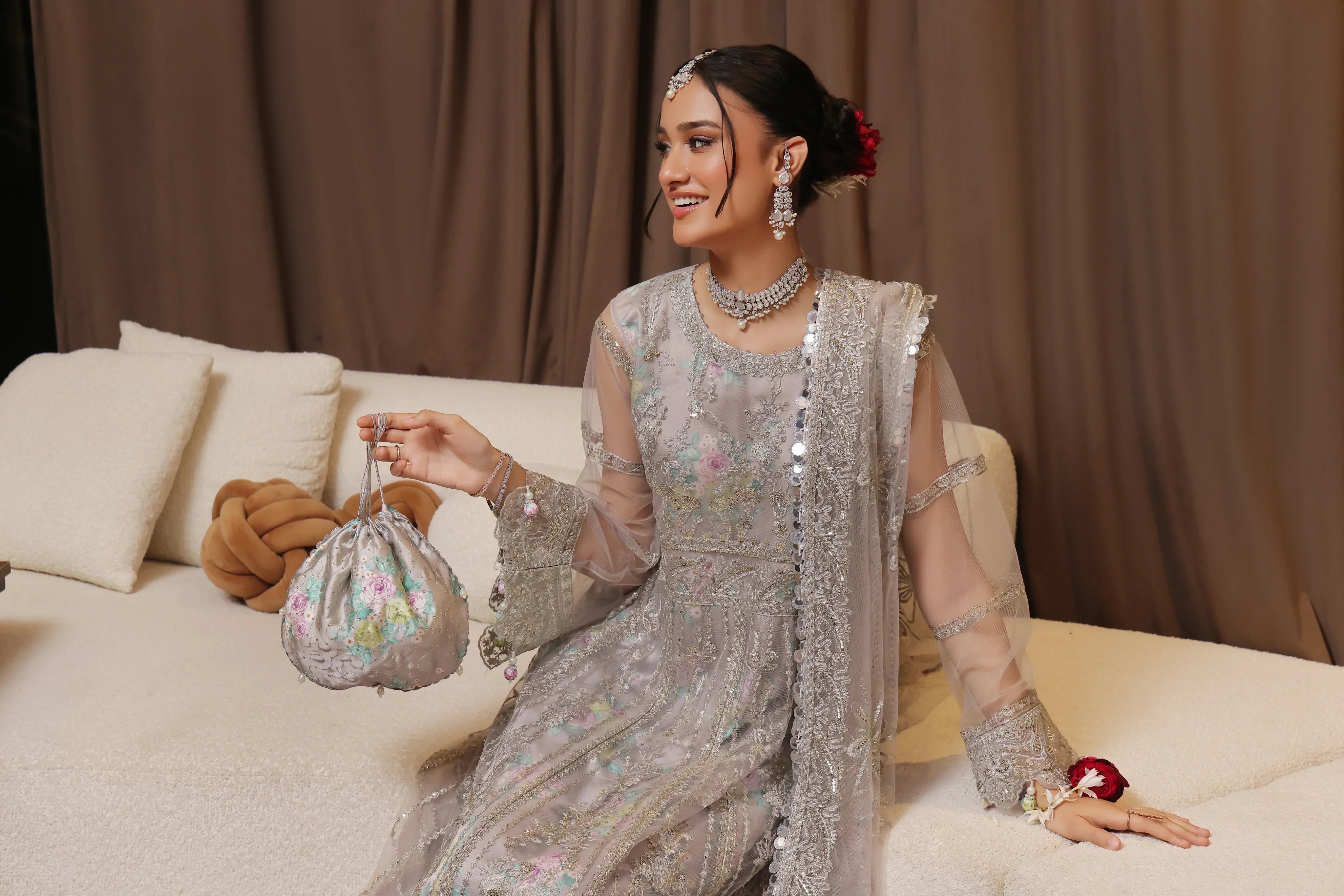 Dressline Semi Stitched 3 Pc Luxury Emb Net Collection