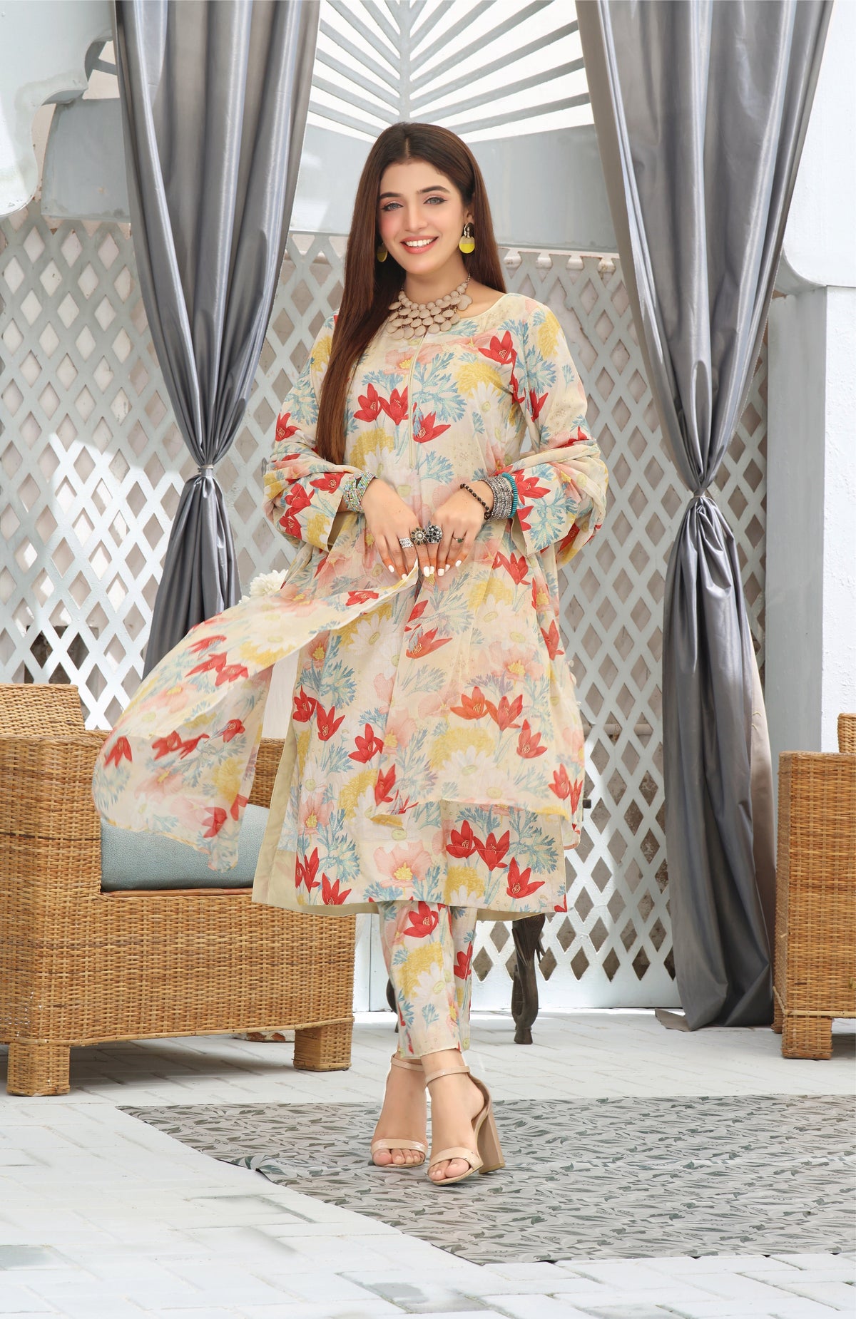 Feathers Unstitched 3 Piece Summer Collection-DASTOOR-FT122