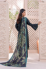 Feathers Unstitched 3 Piece Winter Collection-EMERALD DREAM-FT148