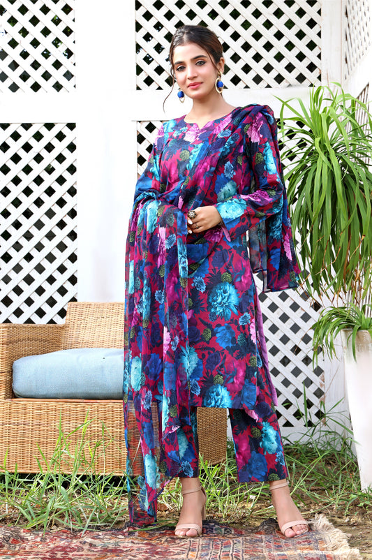 Feathers Unstitched 3 Piece Summer Collection-IMROZIA-FT132