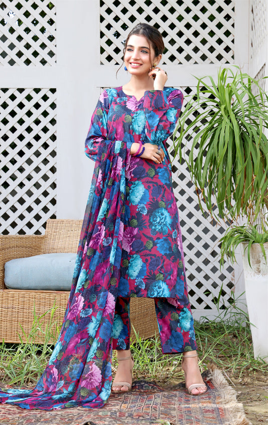 Feathers Unstitched 3 Piece Summer Collection-IMROZIA-FT132