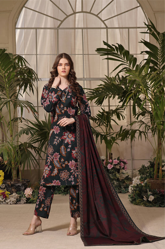 Feathers Unstitched 3 Piece Winter Collection-ELEGANCE-FT319