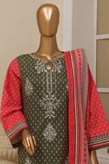 Bin Saeed Stitched 3 Piece Exclusive Emb Lawn Vol-02 Collection-SM-1568-Green