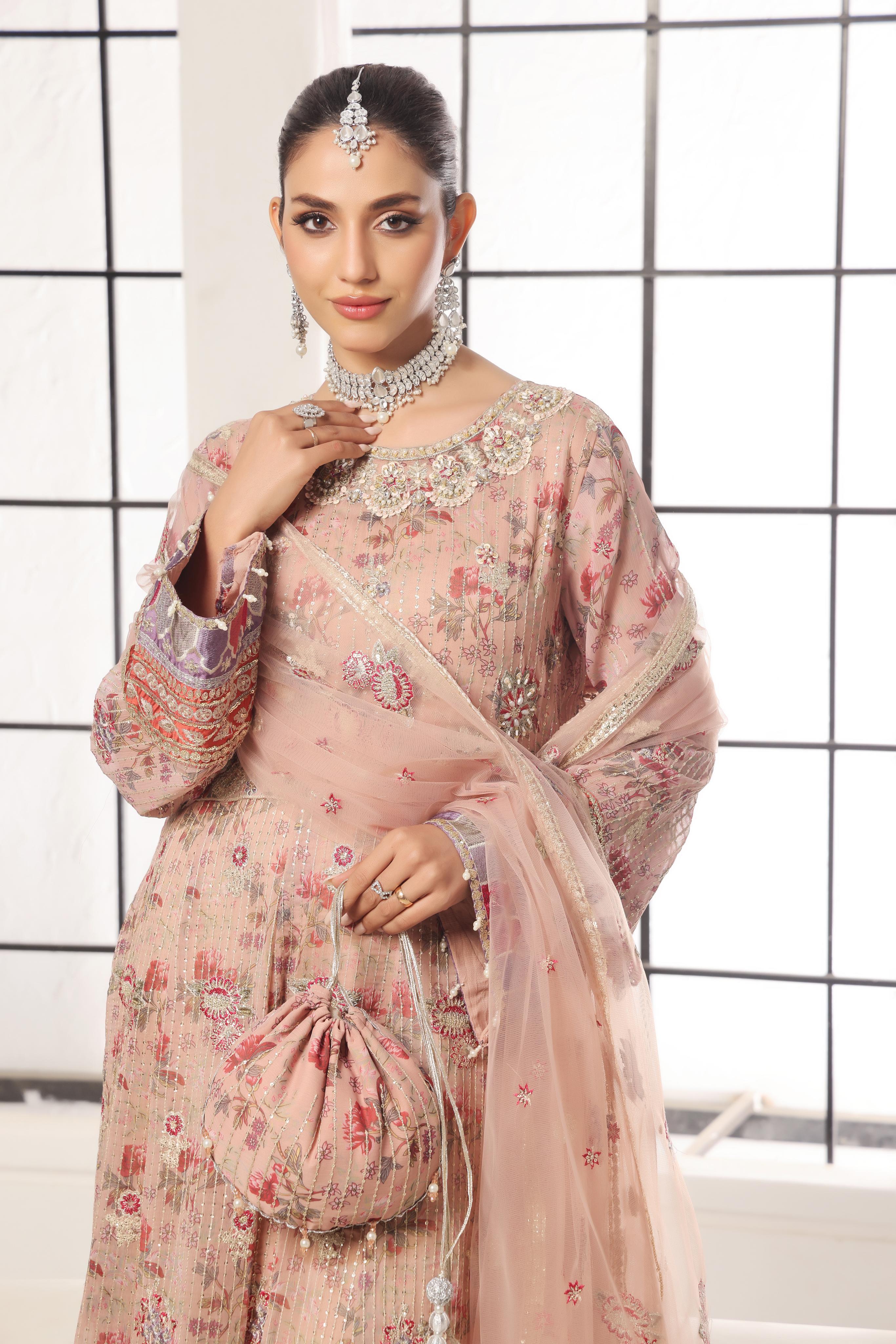 Dressline New Semi Stitched 3 Pc Luxury Emb Maxi Collection