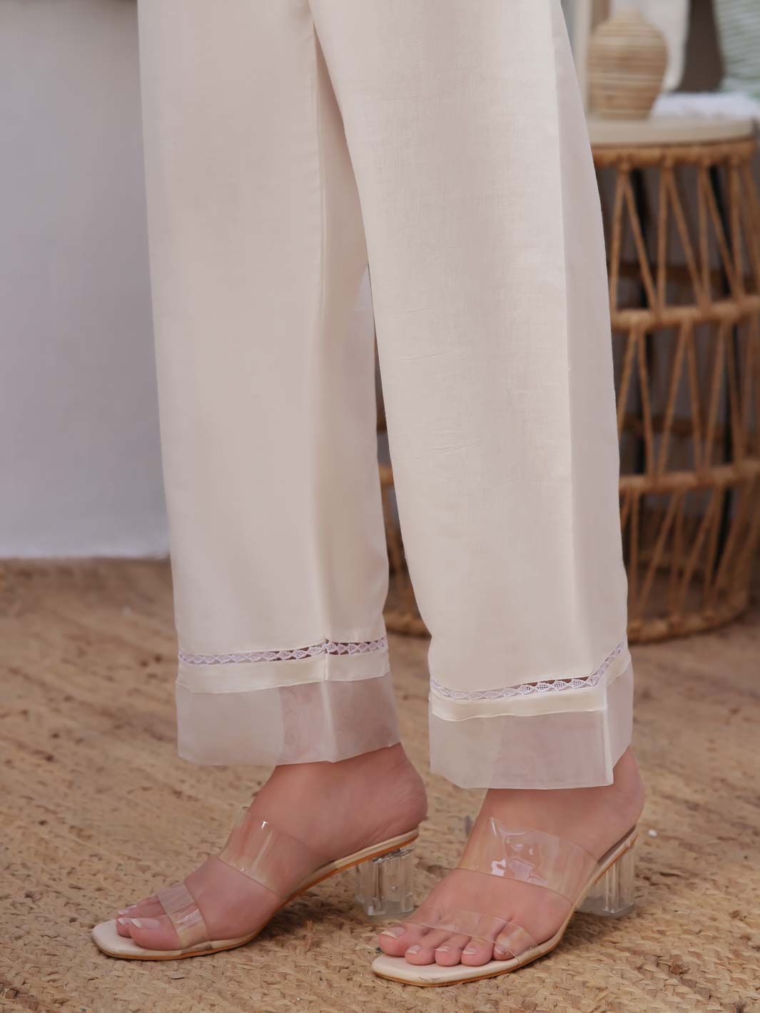 TNG Trouser-Bareezay (White) Collection'2024