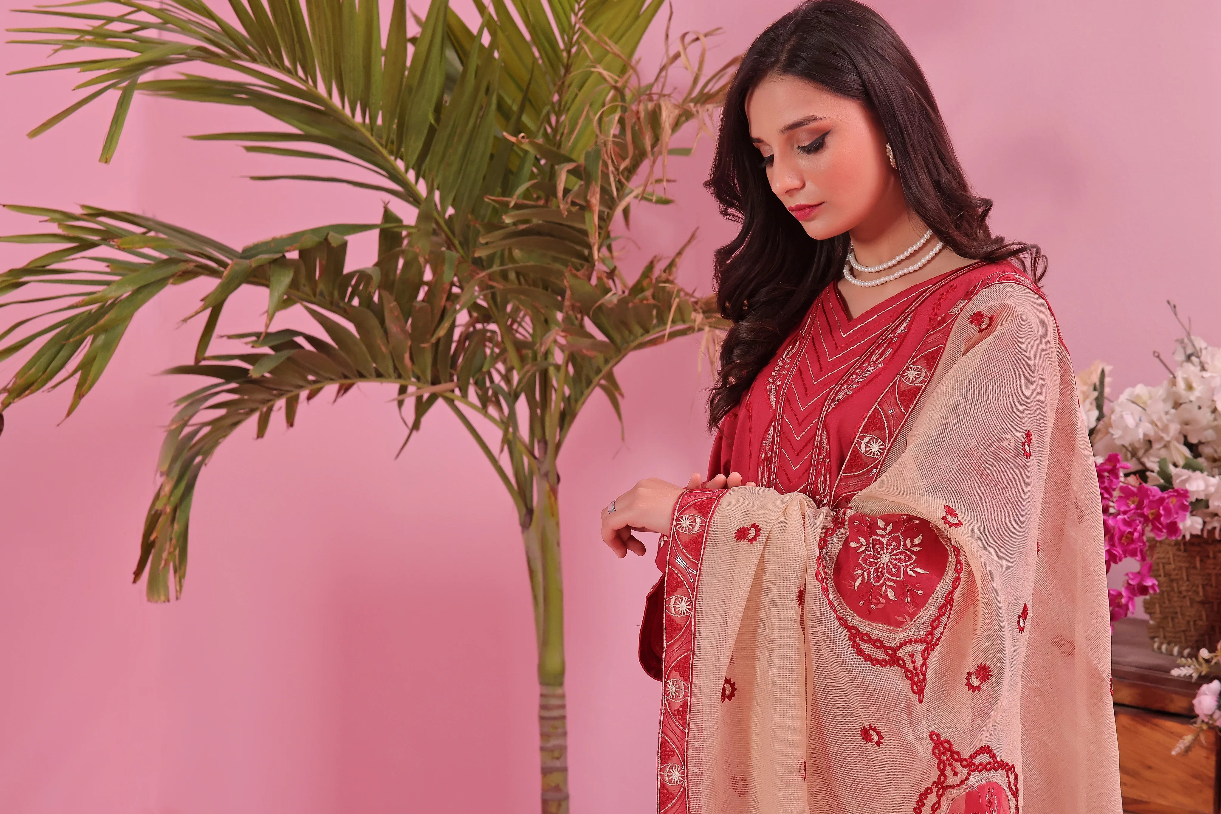 Dressline Semi Stitched Laserkari & Chikankari Emb Lawn