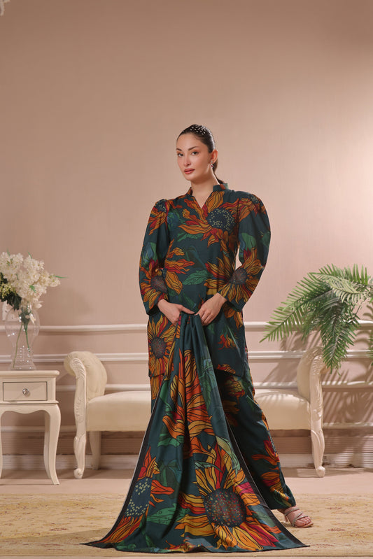 Feathers Unstitched 3 Piece Winter Collection-DESERT ROSE-FT444