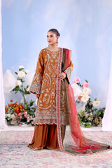Shehnai By Dressline Unstitched 3 Piece Formals Collection'2025-shehnai-unstitched-caramel-rust